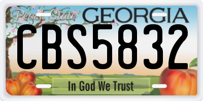 GA license plate CBS5832
