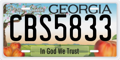 GA license plate CBS5833