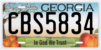 GA license plate CBS5834