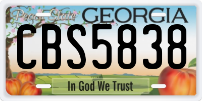 GA license plate CBS5838