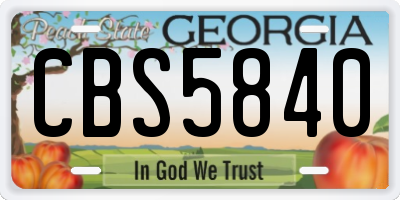 GA license plate CBS5840