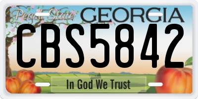 GA license plate CBS5842