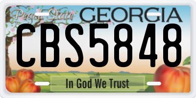 GA license plate CBS5848