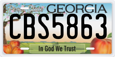 GA license plate CBS5863