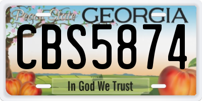 GA license plate CBS5874