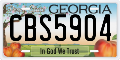 GA license plate CBS5904