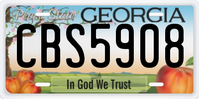 GA license plate CBS5908