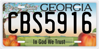 GA license plate CBS5916