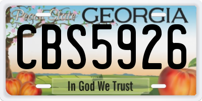 GA license plate CBS5926