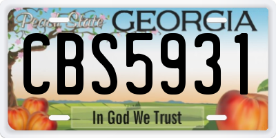 GA license plate CBS5931