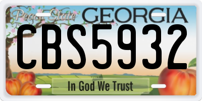 GA license plate CBS5932