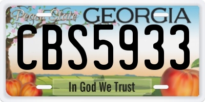 GA license plate CBS5933