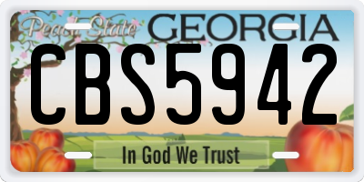 GA license plate CBS5942