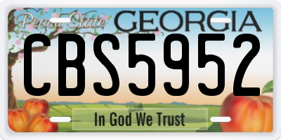 GA license plate CBS5952