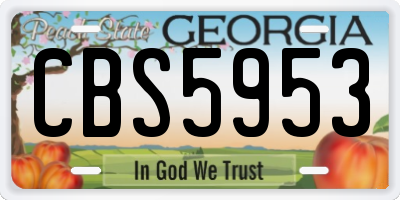 GA license plate CBS5953