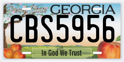 GA license plate CBS5956