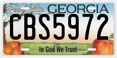 GA license plate CBS5972