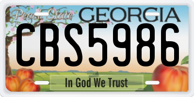 GA license plate CBS5986