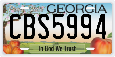 GA license plate CBS5994
