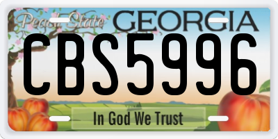GA license plate CBS5996