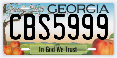 GA license plate CBS5999