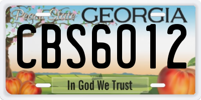 GA license plate CBS6012
