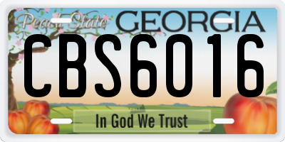 GA license plate CBS6016