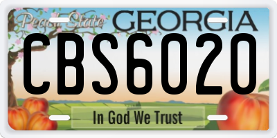 GA license plate CBS6020