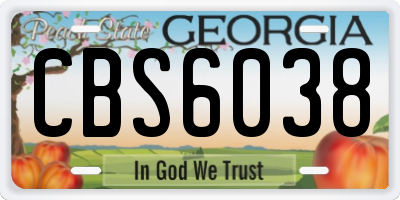 GA license plate CBS6038