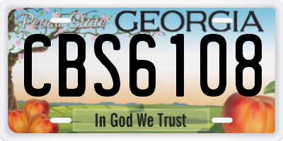 GA license plate CBS6108