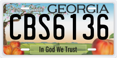 GA license plate CBS6136
