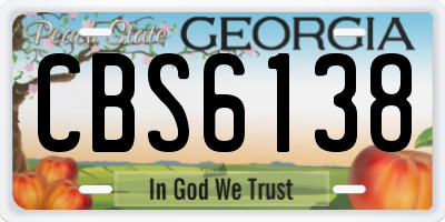 GA license plate CBS6138