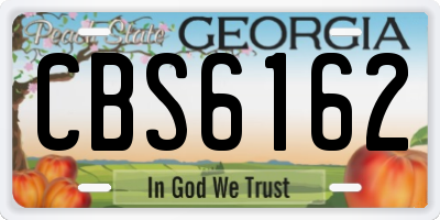 GA license plate CBS6162