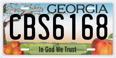 GA license plate CBS6168