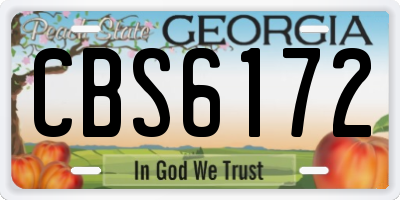 GA license plate CBS6172