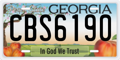 GA license plate CBS6190