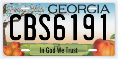GA license plate CBS6191