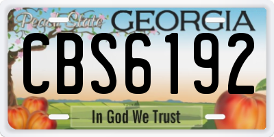 GA license plate CBS6192