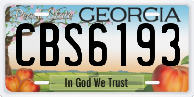 GA license plate CBS6193