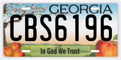 GA license plate CBS6196