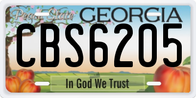 GA license plate CBS6205