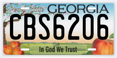 GA license plate CBS6206