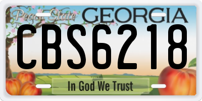 GA license plate CBS6218