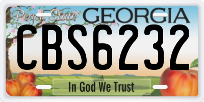 GA license plate CBS6232