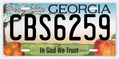 GA license plate CBS6259
