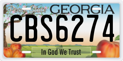 GA license plate CBS6274
