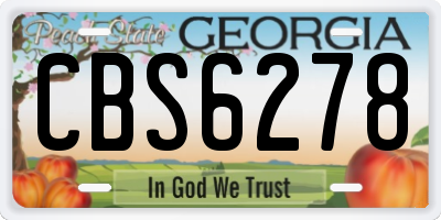 GA license plate CBS6278