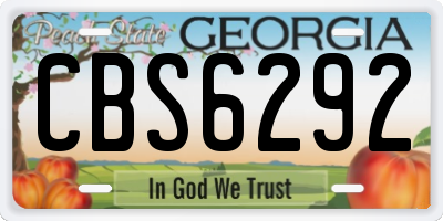 GA license plate CBS6292