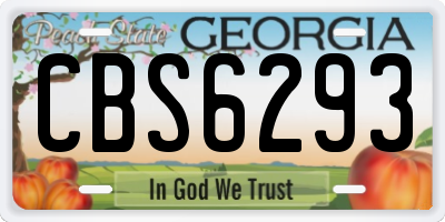 GA license plate CBS6293