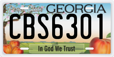 GA license plate CBS6301